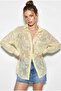 Women's Yellow Embossed Rose Pattern Transparent Chiffon Shirt 354 60286028 - 2
