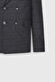 Men's Anthracite Slim Fit Slim Fit Swallow Neck Check Flap Pocket Stretchy Suit - 5