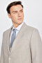 Men's Beige Slim Fit Slim Fit Swallow Collar Striped Suit with Flap Pockets - 4