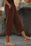 Women's High Waist Summer Trousers with Side Button Detail - 2