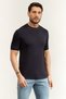 Men's Slim Fit Crew Neck Cotton Short Sleeve Navy Blue T-Shirt - 2