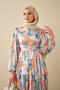 Women's Mixed Pattern Waist Tie Satin Dress Salmon - 2