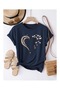 Leopard Detail Heart Printed Women's T-Shirt