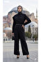 Women's Long Sleeve Shawl Detailed Blouse Pants Belted Two-Piece Set