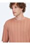 Dark Salmon Striped 100% Cotton T-Shirt - 3
