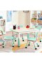 Kids Table & Chairs Set (4-Piece) Height Adjustable - 32" Wipe-Clean Craft Table with Anti-Sl - 6