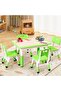 Kids Table & Chairs Set (4-Piece) Height Adjustable - 32" Wipe-Clean Craft Table with Anti-Sl - 4