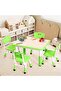 Kids Table & Chairs Set (4-Piece) Height Adjustable - 32" Wipe-Clean Craft Table with Anti-Sl