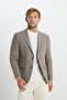 Men's Mink Wool Regular Fit Regular Cut Swallow Collar Jacket with Flap Pockets - 5