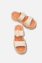 Delavia Beige Rustic Women's Buckle-Strapped Double-Striped Thick Sole Stylish Comfortable Daily Slippers - 3