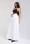 Women's White T-5S6-2 Palazzo Fit Mid-Waist Leg Shiny Stone Detailed Special Design Denim Jeans - 5