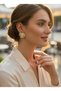 Geometric Natural Stone Gold Women's Earrings Modern Stylish Daily Combination Earrings - 2