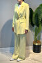 Belt Detail Blazer Jacket Trousers Set 15267 Yellow - 4