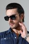 Men's Black Metal Detail Frame Black Glass Sunglasses - 2