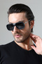 Men's Black Matte Metal Frame Detail Black Glass Sunglasses - 5