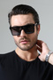 Men's Black Frame Black Glass Red Edge Detail Sunglasses - 6