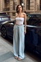 Women's Blue Linen Loose-Fit Palazzo Trousers - 6