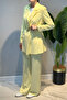 Belt Detail Blazer Jacket Trousers Set 15267 Yellow - 2