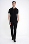 Slim Fit Stretch Cotton Zippered Polo Collar Black T-Shirt Ts 926 - 2