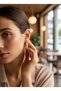 Ivory Color Thick Hoop Earrings Gold Women's Earrings Stylish Modern Design - 3