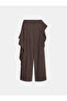 72685 Scarf Detailed Fabric Trousers-Brown - 8