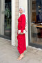 Women's Buttoned Front Gathered Detail Dress Red - 6