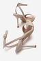 Women's Beige Satin Thin Heeled Ankle Strap Stylish Evening Dress Sandals 9 Cm. Heel - 5