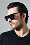 Men's Black Frame Black Glass Red Edge Detail Sunglasses - 7