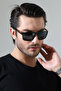 Men's Black Frame Sunglasses with Black Glass Edge Detail - 5