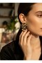 Pearl Detailed Brown Stone Gold Ball Earrings Stylish Vintage Women's Earrings Dangle - 4