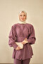 Women's Brooch Detail Hidden Button Suit Set Plum - 6