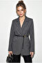 Women's Anthracite Lined Garni Sleeve Detailed Belted Blazer Jacket 8146 60286139