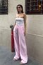 Women's Pink Linen Loose-Fit Palazzo Trousers - 2