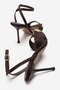 Women's Brown Satin Thin Heeled Ankle Strap Stylish Evening Dress Sandals 9 Cm. Heel - 5