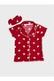 Suitable for Girl and Mother Cotton Red Heart Pattern Shirt Collar Buttoned Short Sleeve Sleepwear with Eyewear Pajamas Set - 6