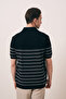 Striped Collar Black Lightweight Loose Fit Men's Knitwear T-Shirt - 4