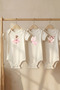 Cotton Set of 3 Little Ballerina Printed Short Sleeve Snap Fastener Baby Bodysuits