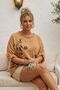 Italian Camel Pool Collar 3/4 Sleeve Washed Appliqué Casual 100% Linen Oversize Woven Blouse 80 74 - 7