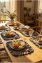 Cotton Ruffled Square Placemat Set of 6 American Service 33 cm Placemat Gray - 3