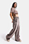Women's Dark Denim 4S6-165 Barrel High Waist Fit Super Loose Cut Belt Detailed Design Denim Jean - 7