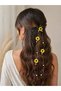Yellow Sunflower Daisy Pearl Women's and Children's Snap-On Tinsel Hair Bead Flower Stylish Hair Accessory - 2
