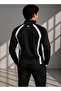 Men's Double Face Fabric Zippered Stand Collar Black and White Tracksuit Set - 7942 - 5