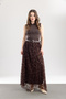 Women's Shawl Patterned Flocked Skirt with Belt Detail - 2