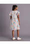 Senior Girls Multicolour Floral Slub Dress - 3