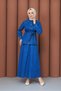 Women's Denim Buttoned Jacket with Skirt and Pockets Youthful Sports Suit