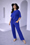 Women's Stoned Short Sleeve Elastic Waist Tie-Detail Two-Piece Set Ksd-8636 - 3