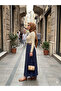 Tesettür Skirt - Pleated with Belt / Textured Fabric Maxi Length Skirt - 3