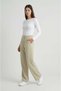 Sage Green High Waist Lycra Palazzo Trousers with Pockets and Buttons, Wide Legs