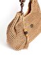 Camel Color Straw Knitted Beach Bag with Wooden Bead Detail 1120 - 3