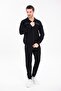 Black Noir Line Hoodless Zipper Top and Jogger Bottom Tracksuit Set - 4